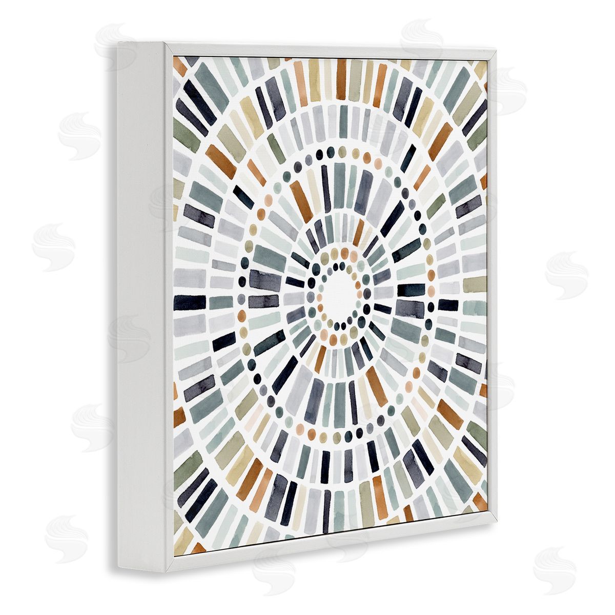 Abstract Rustic Mosaic Circle White Frame Print Wall Art, Home Decor by Victoria Barnes