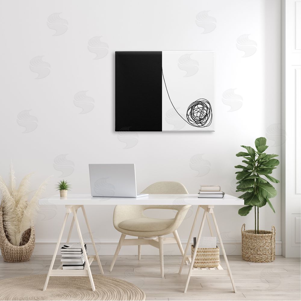 Bellassai Art Black And White Scribble Canvas on Wall