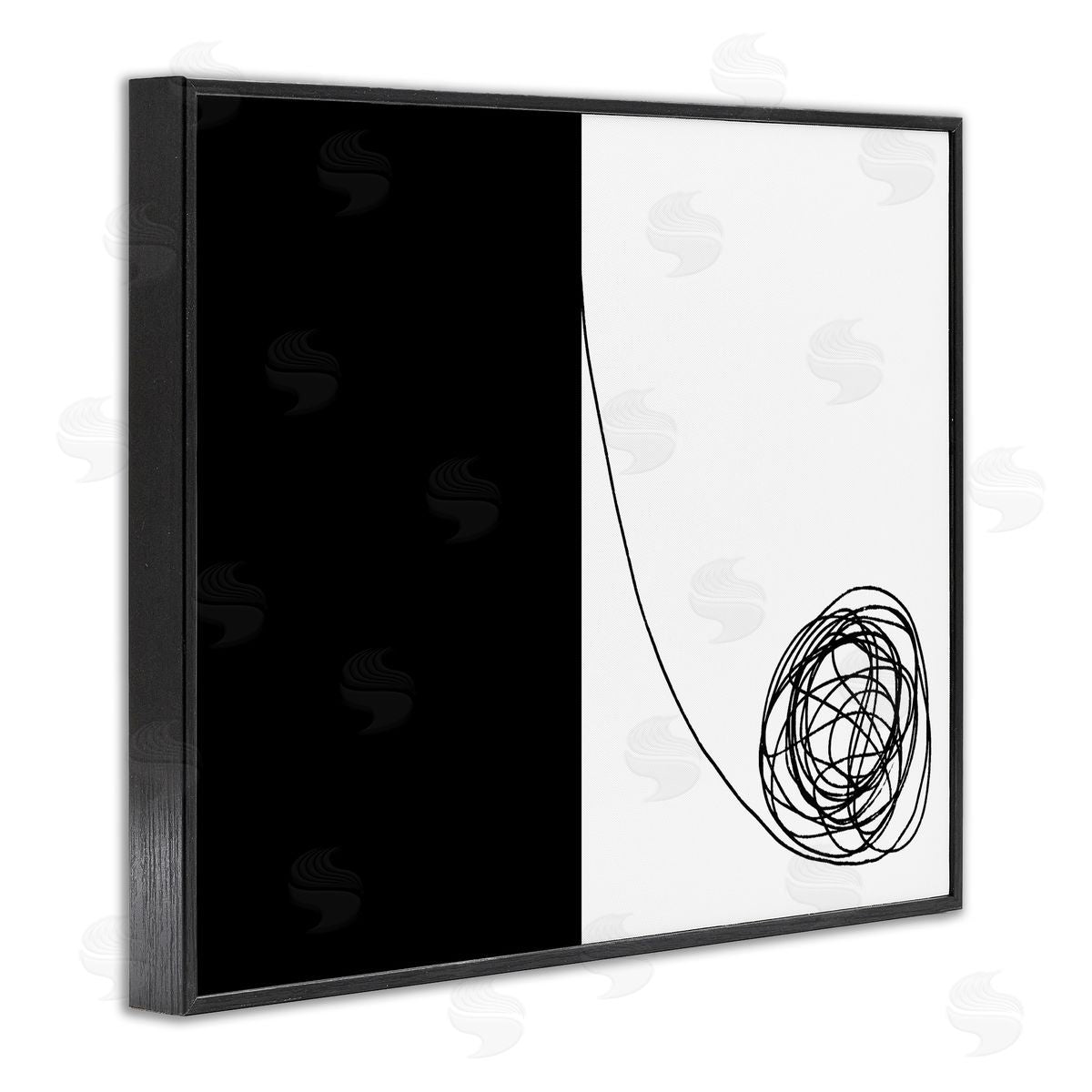 Bellassai Art Black And White Scribble Black Frame Giclee Wall Art Print