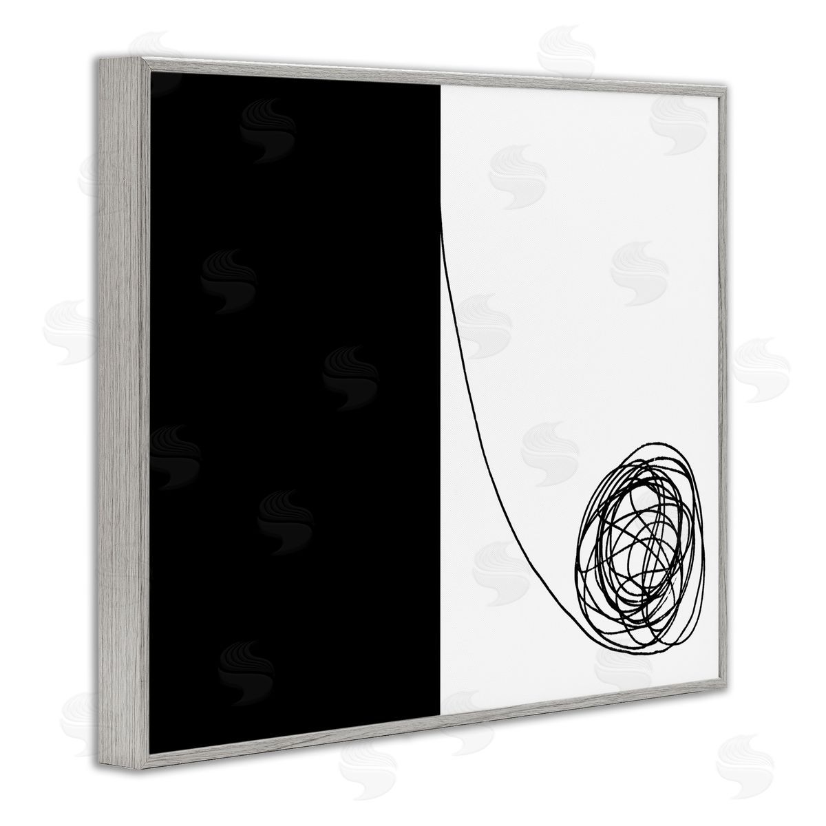 Bellassai Art Black And White Scribble Gray Frame Giclee Wall Art Print
