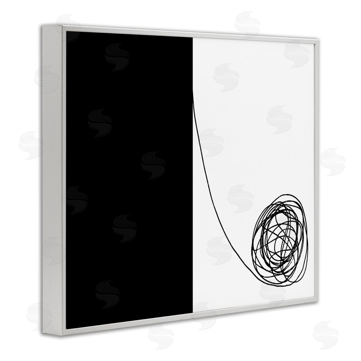 Bellassai Art Black And White Scribble White Frame Giclee Wall Art Print