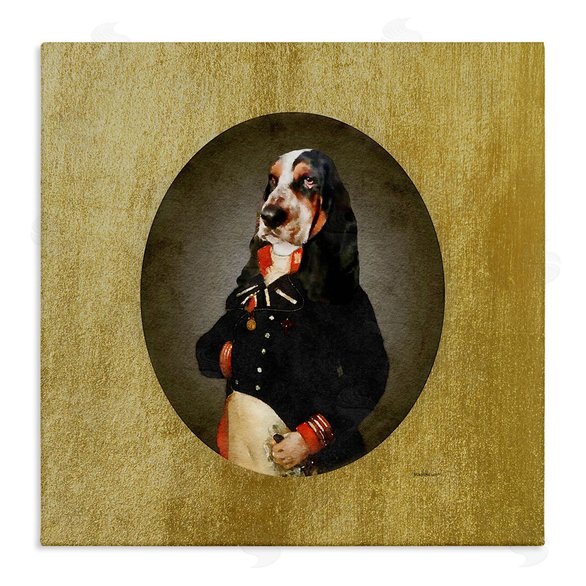 Amanda Greenwood Funny Classic Antique Style Hound Dog Wearing Suit Portrait  Stretched Canvas Wall Art Print