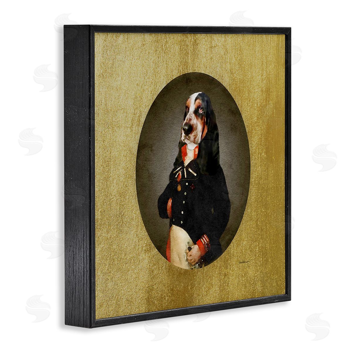 Amanda Greenwood Funny Classic Antique Style Hound Dog Wearing Suit Portrait  Black Framed Glicee Wall Art Print