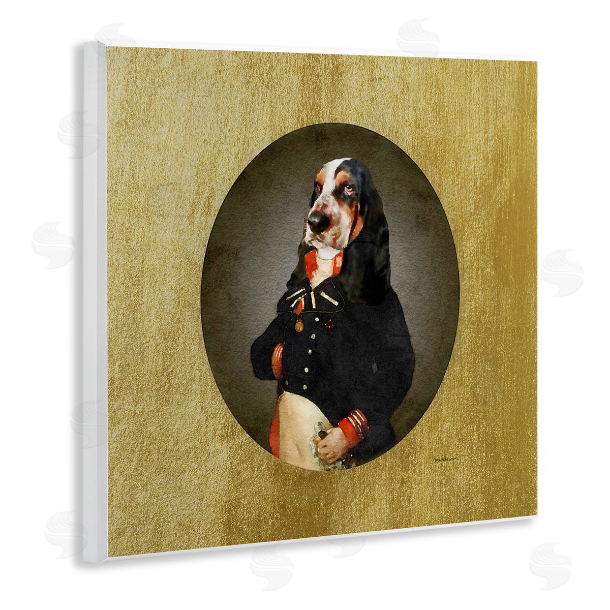 Amanda Greenwood Funny Classic Antique Style Hound Dog Wearing Suit Portrait  Wooden Wall Plaque Art Print