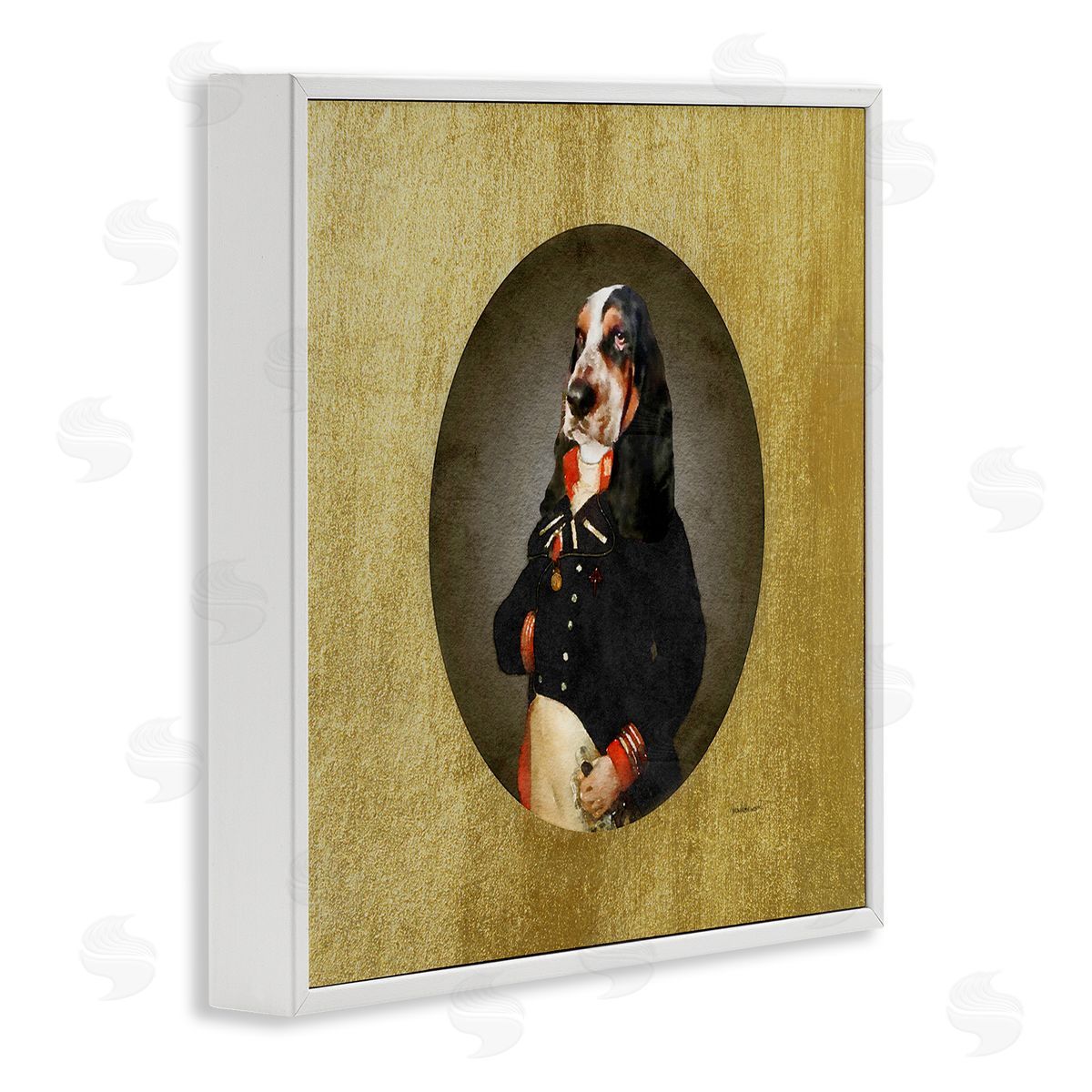 Amanda Greenwood Funny Classic Antique Style Hound Dog Wearing Suit Portrait  White Framed Glicee Wall Art Print