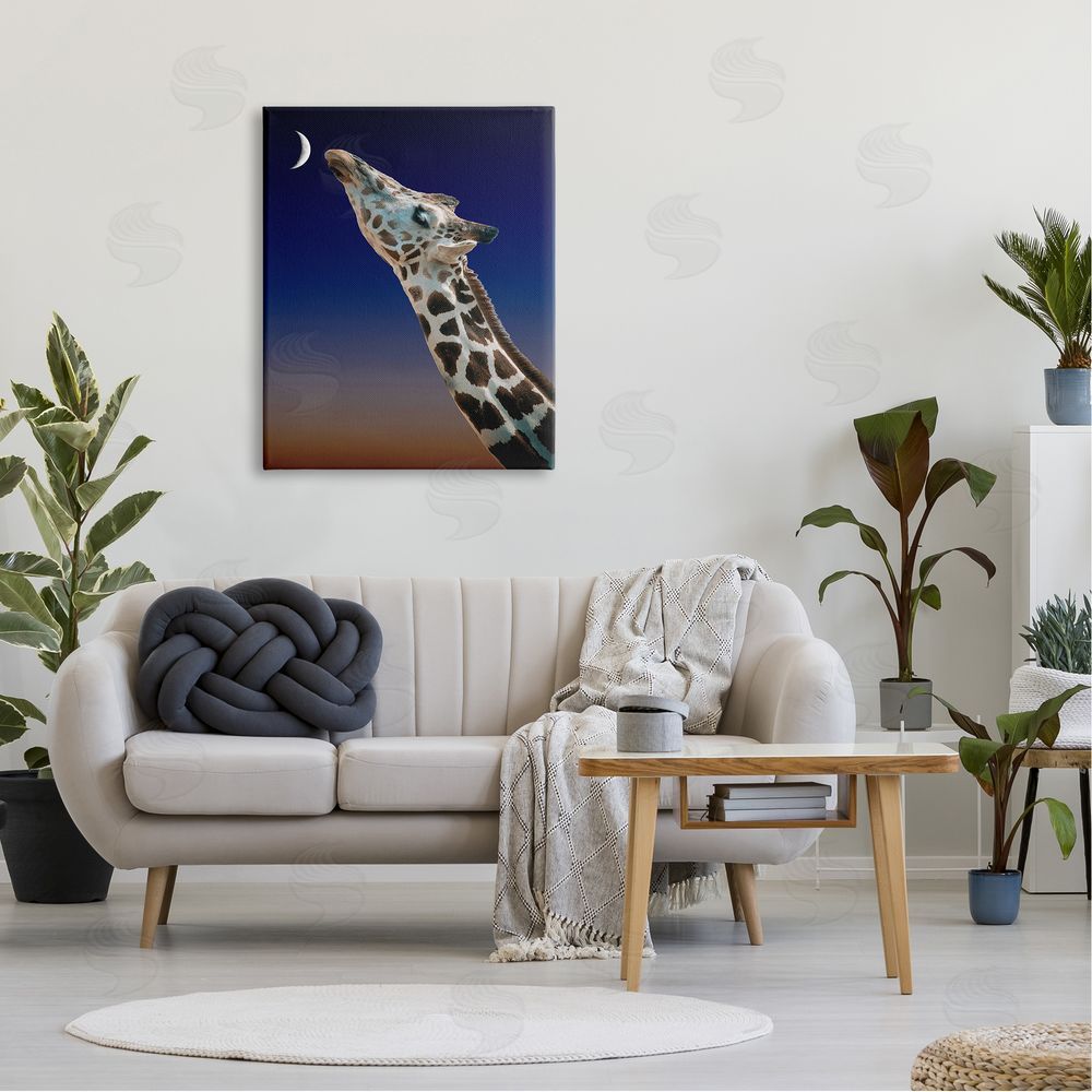 Bellassai Art Giraffe Touching the Moon Canvas on Wall