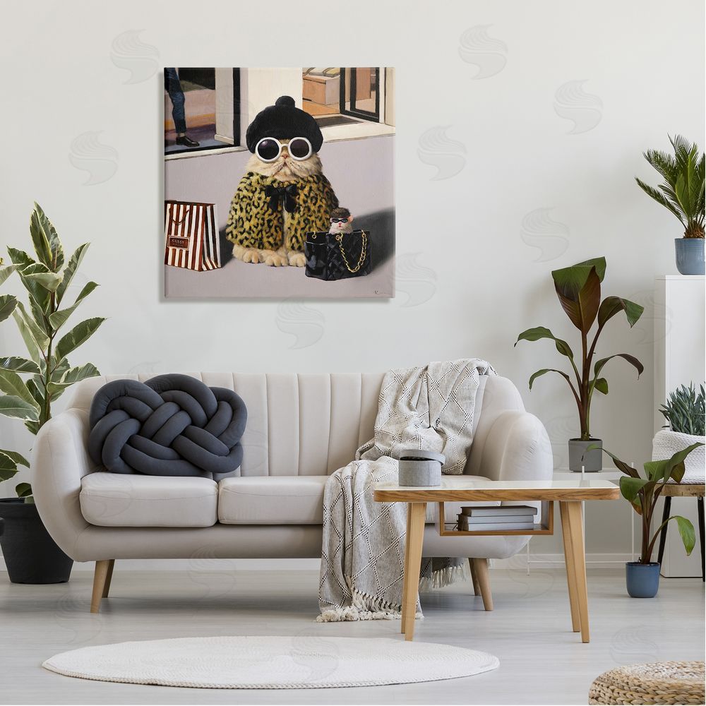 Lucia Heffernan Sassy Glam Cat Designer Fashion Couture Handbag  Canvas Wall Art in Room