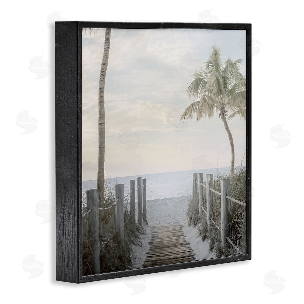 Mike Calascibetta Tropical Palm Tree Boardwalk Summer Beach Landscape  Black Framed Glicee Wall Art Print