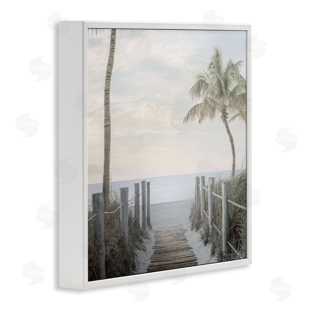 Mike Calascibetta Tropical Palm Tree Boardwalk Summer Beach Landscape  White Framed Glicee Wall Art Print