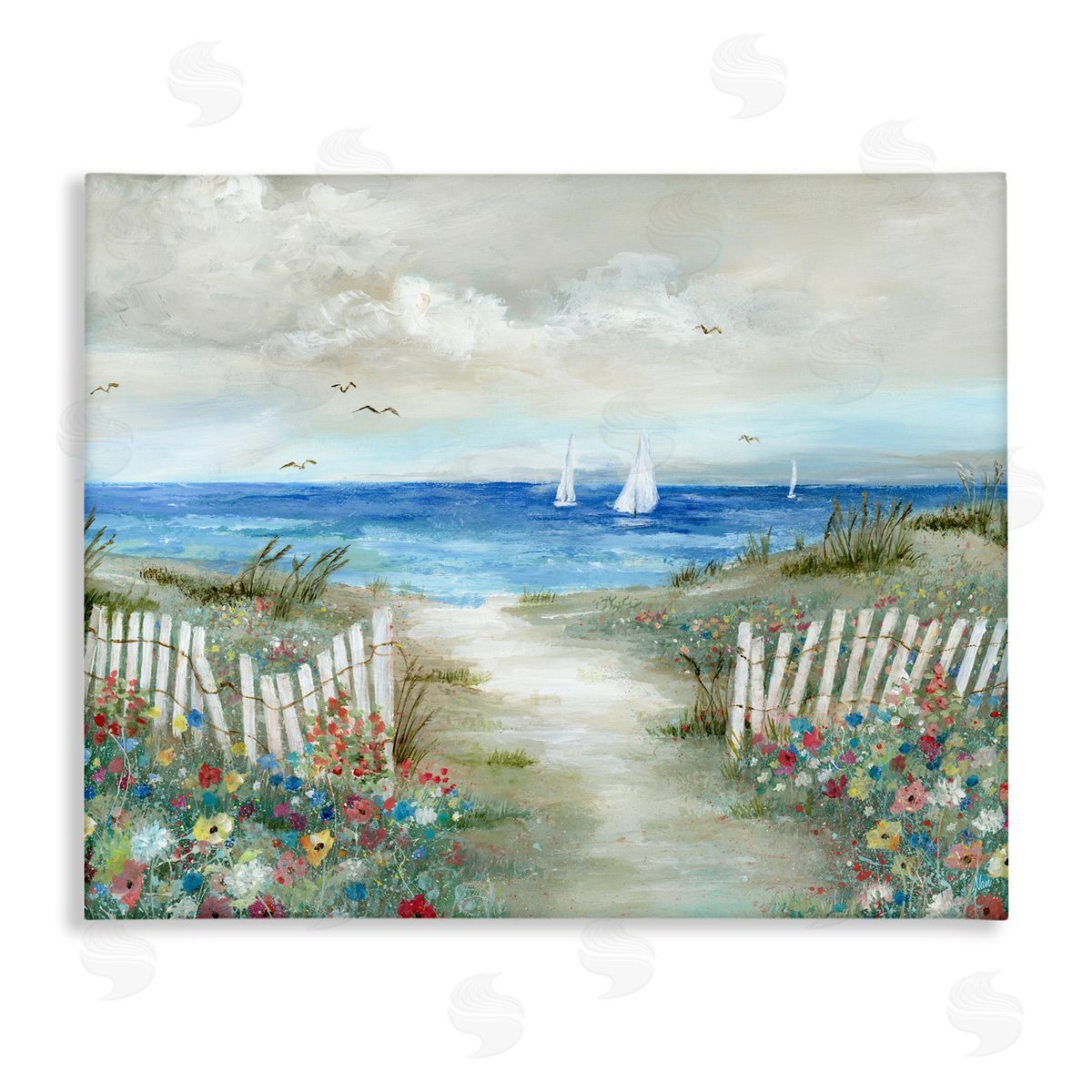 Gorgeous Traditional Beach Scene Canvas Wall Art, Home Decor by Nan