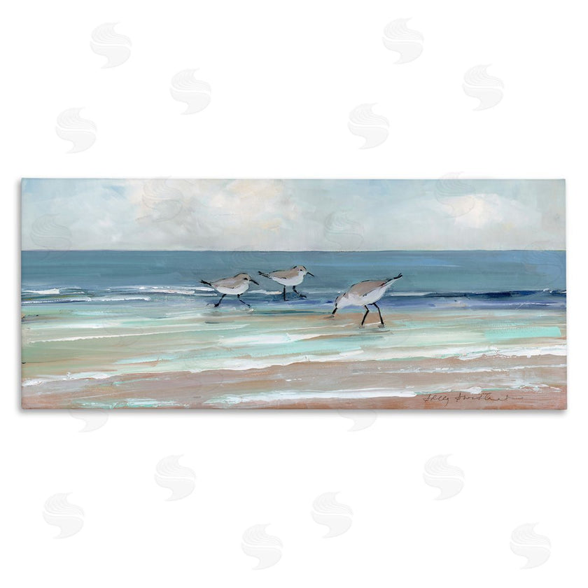 Sally Swatland | Panoramic Sandpipers on Shoreline