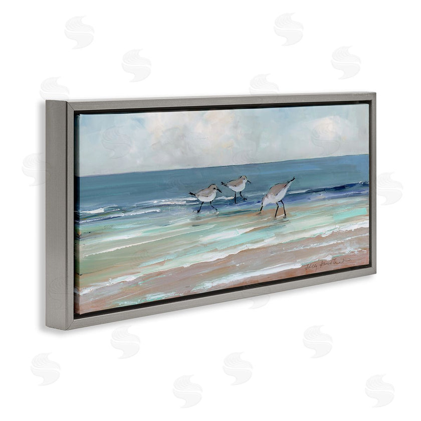 Sally Swatland | Panoramic Sandpipers on Shoreline