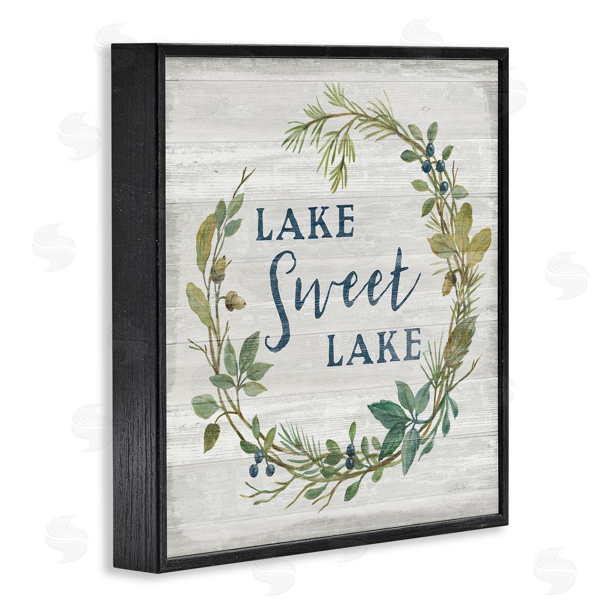 Silvia Vassileva Sweet Lake Quote Rustic Floral Botanical Frame Black Framed Glicee Wall Art Print