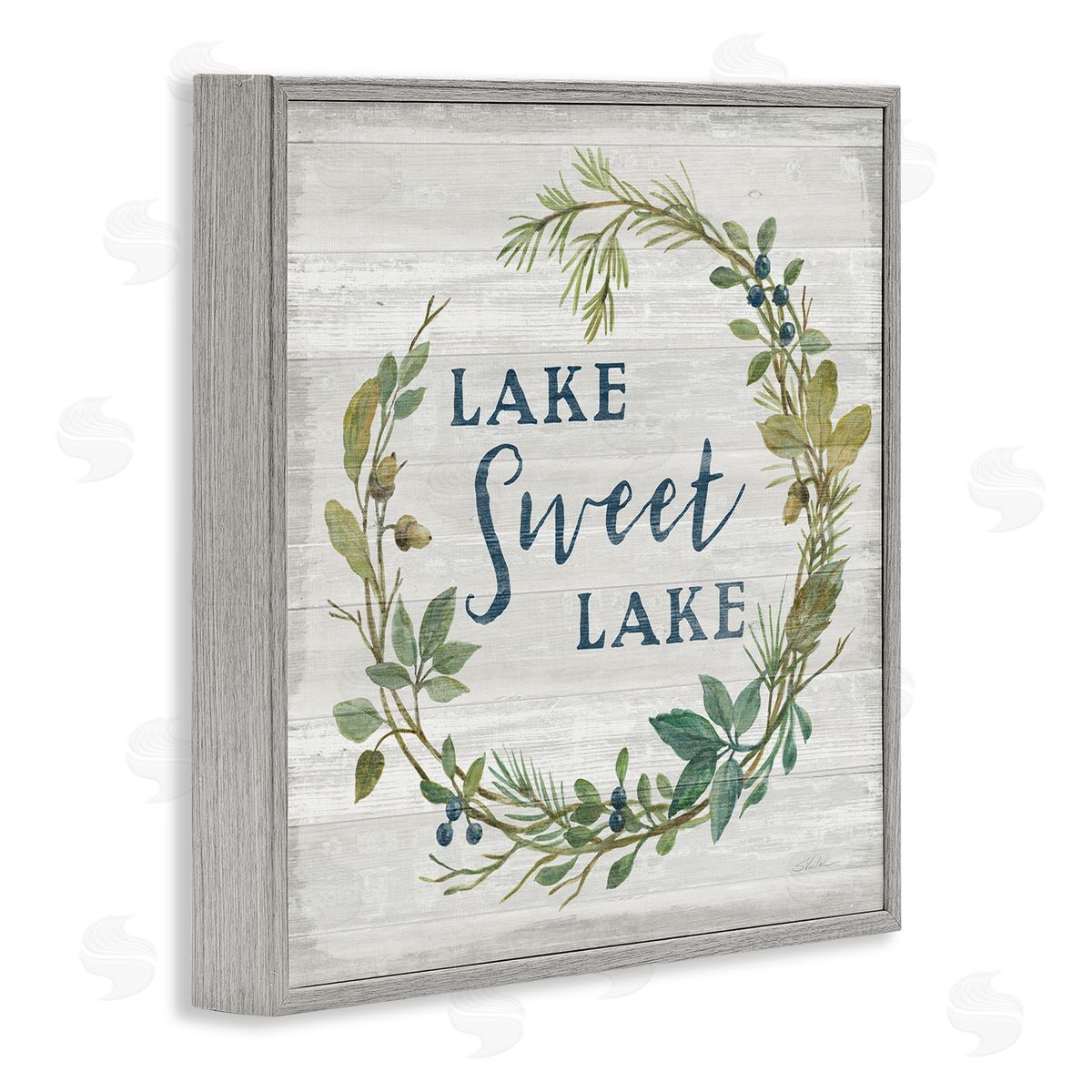 Silvia Vassileva Sweet Lake Quote Rustic Floral Botanical Frame Gray Framed Glicee Wall Art Print