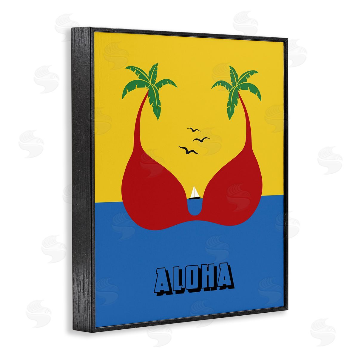 Bellassai Art Tropical Aloha Palm Trees Black Frame Giclee Wall Art Print