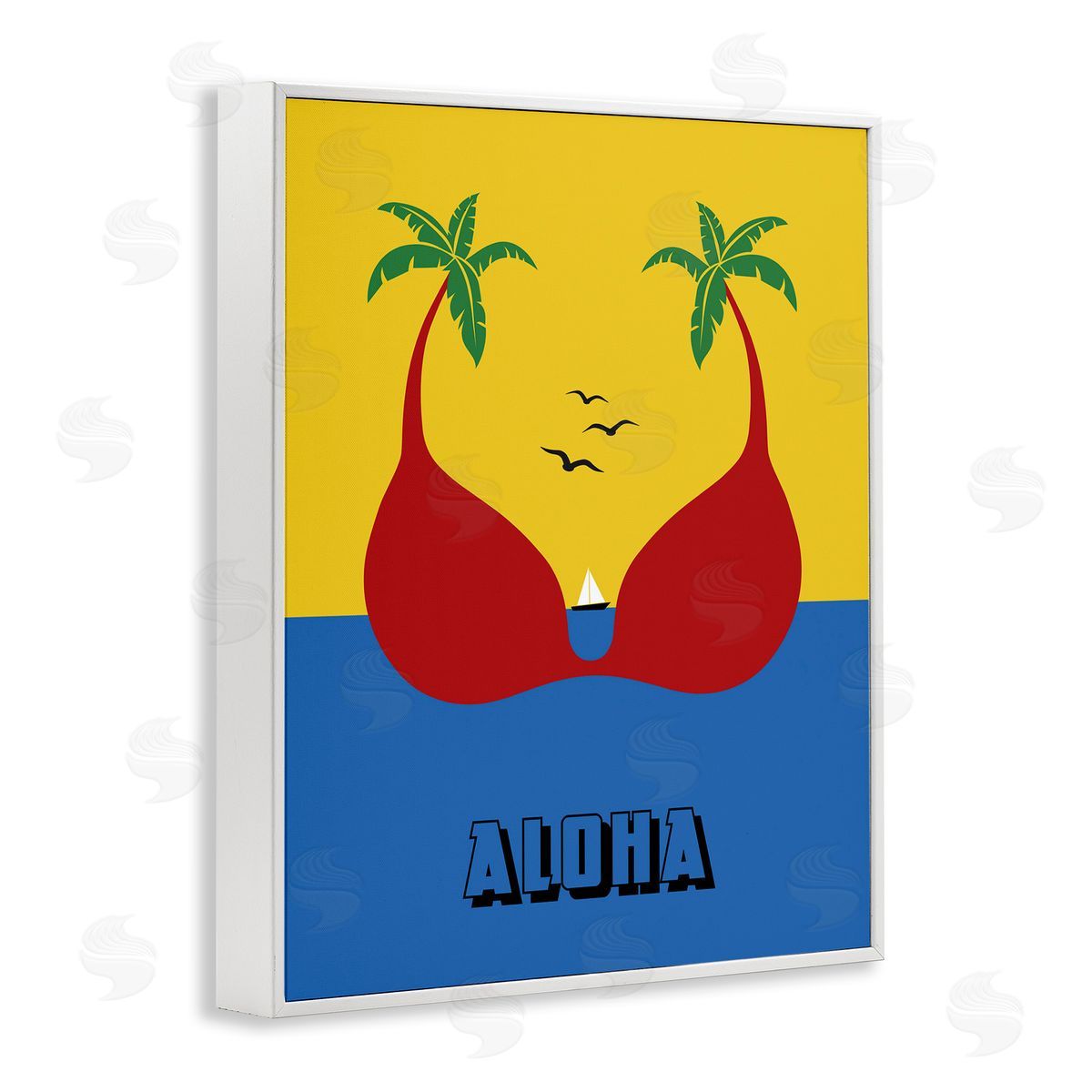 Bellassai Art Tropical Aloha Palm Trees White Frame Giclee Wall Art Print