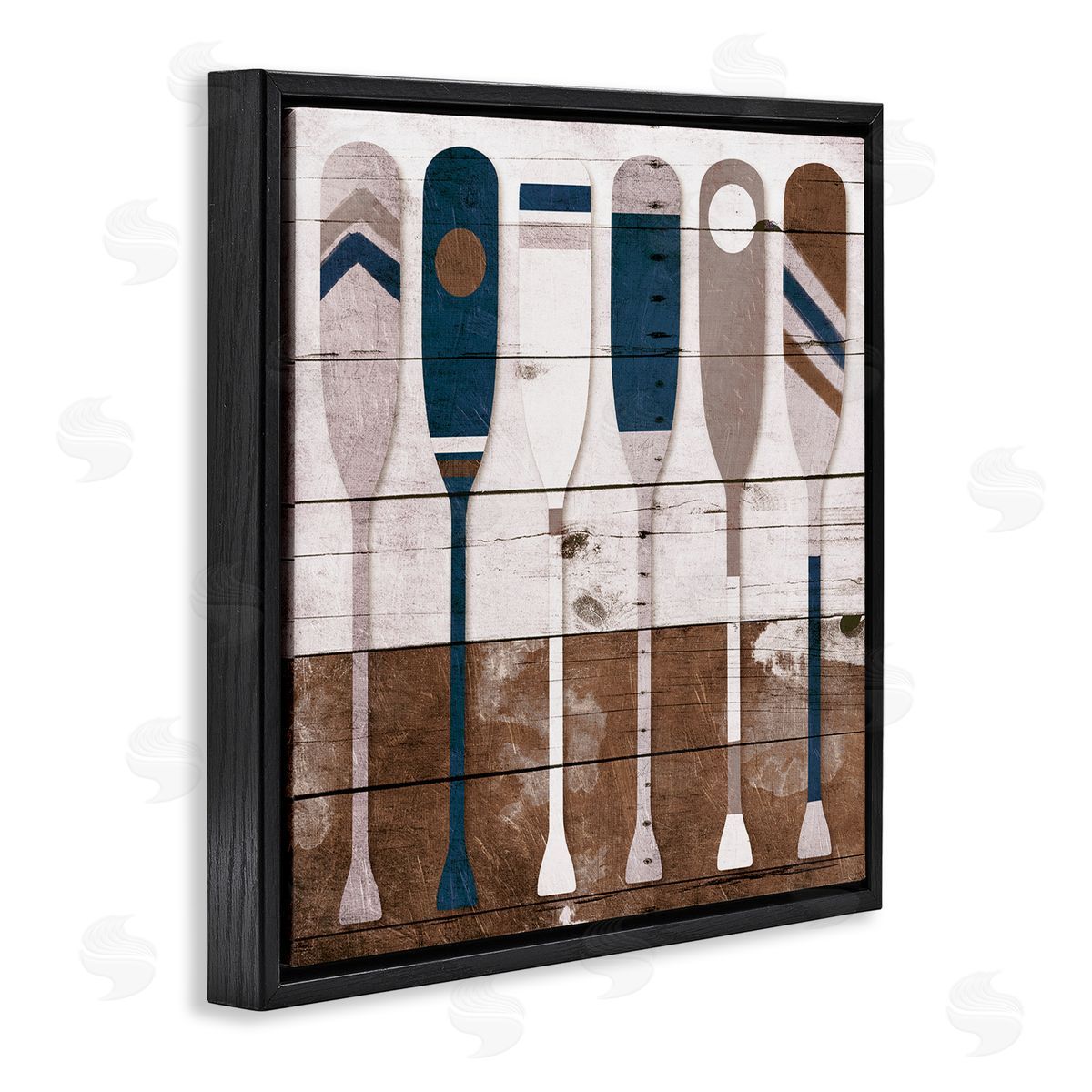 Rustic Ocean Paddle Ores Black Floating Frame Canvas Wall Art, Home Decor by Milli Villa