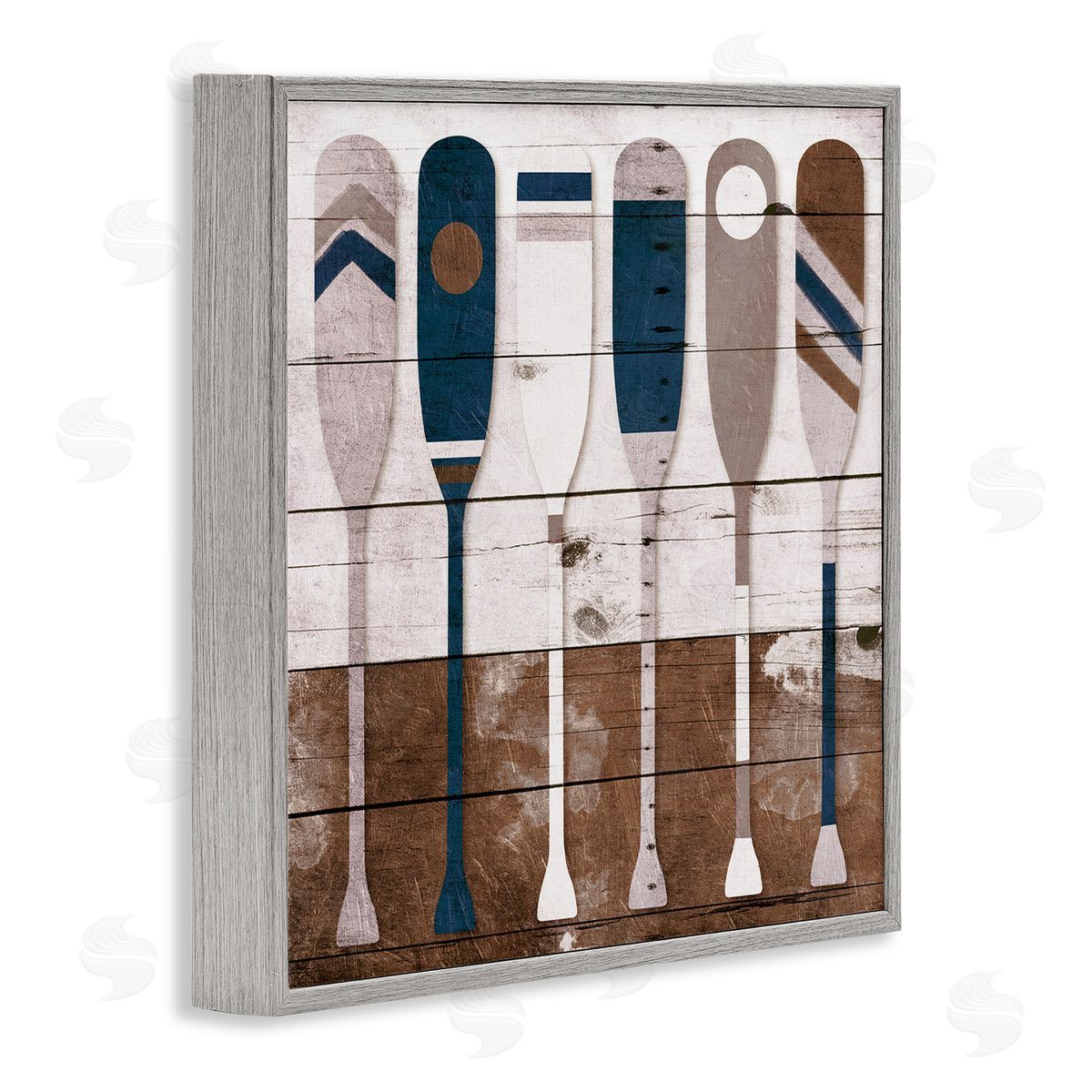 Rustic Ocean Paddle Ores Grey Frame Print Wall Art, Home Decor by Milli Villa