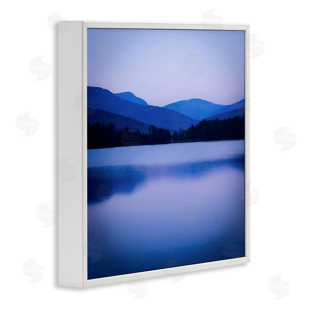 Kelly Sinclair Serene Blue Mountain Lakeside Scenery Photagraphy  White Framed Glicee Wall Art Print