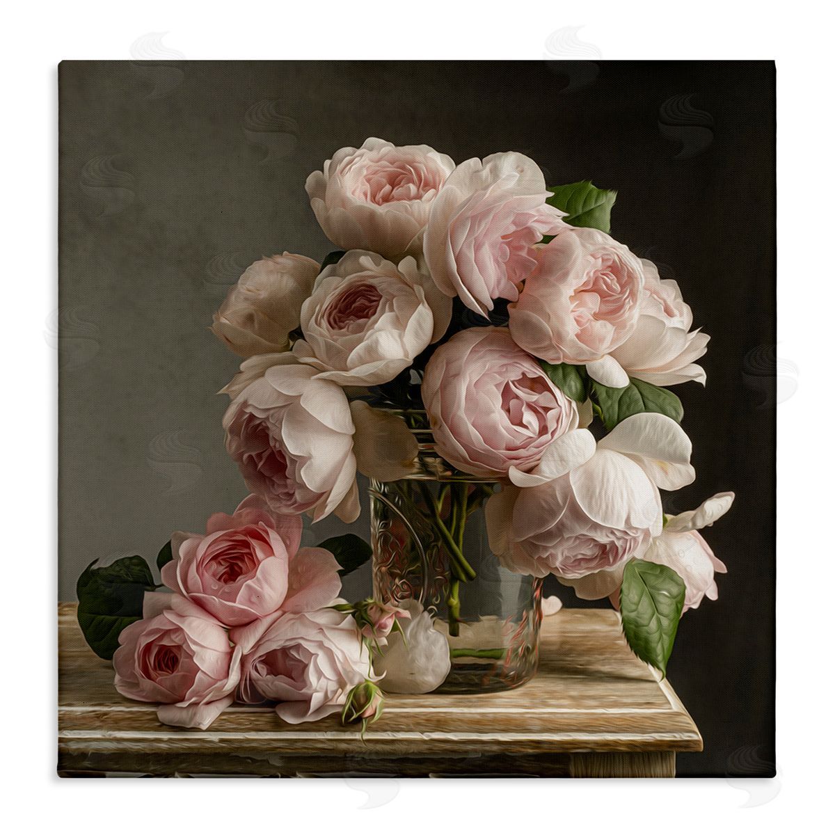 Classical White Pink Roses Canvas Wall Art, Home Decor by Leah McLean