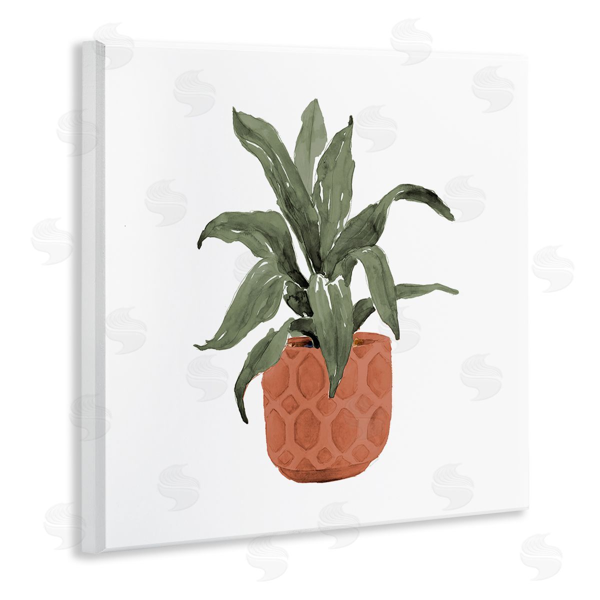 Lanie Loreth Simple House Plant Green Leaves Terracotta Planter Painting  Wooden Wall Plaque Art Print