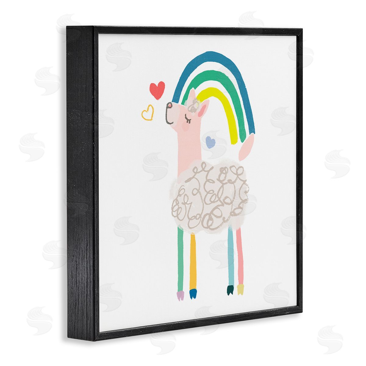 June Erica Vess Sweet Pastel Rainbow Sheep Hearts Simple Illustration Black Framed Glicee Wall Art Print