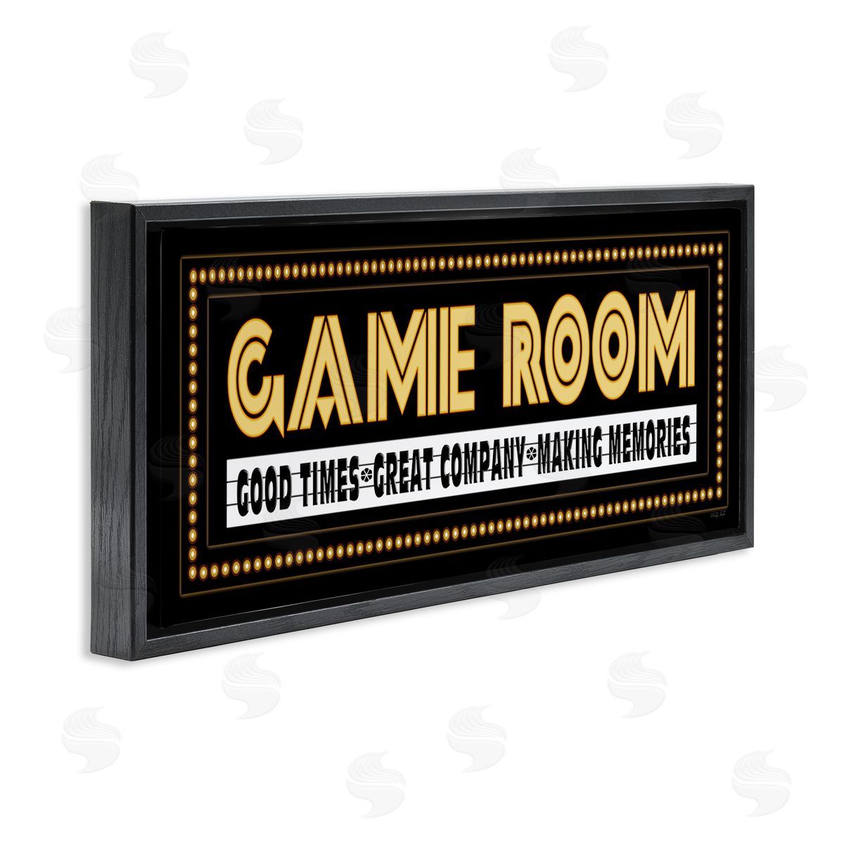 Vintage Arcade Game Room Black Floating Frame Canvas Wall Art, Home Decor by Cindy Jacobs