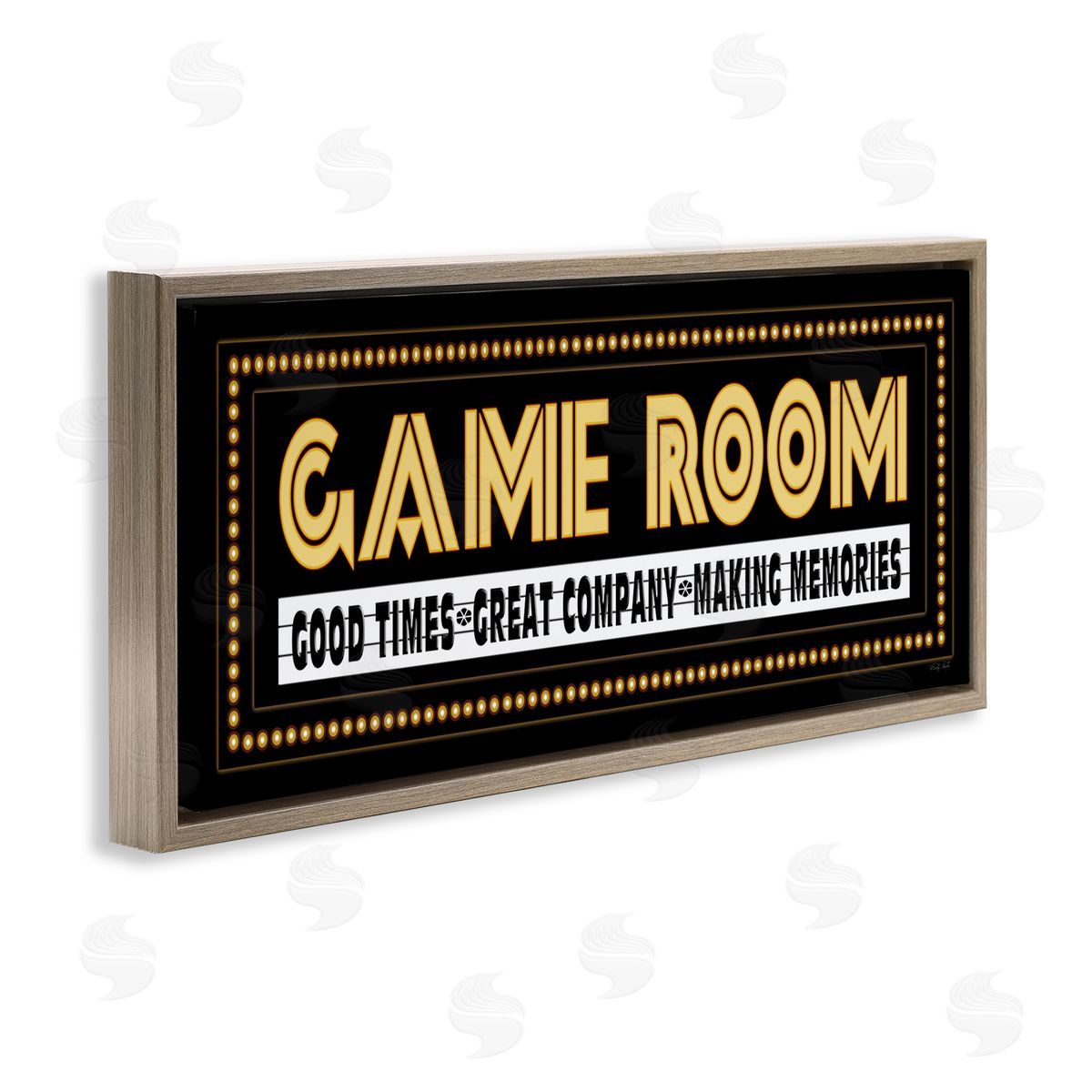Vintage Arcade Game Room Brown Floating Frame Canvas Wall Art, Home Decor by Cindy Jacobs