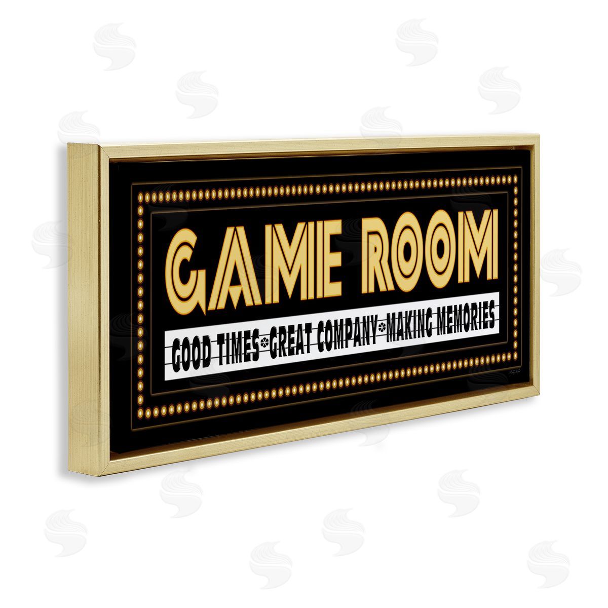 Vintage Arcade Game Room Gold Floating Frame Canvas Wall Art, Home Decor by Cindy Jacobs