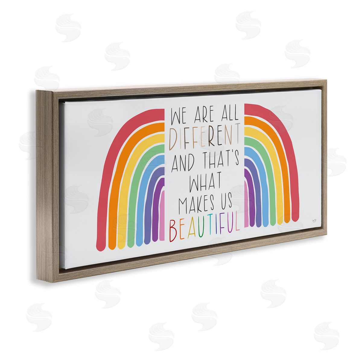 Different Is Beautiful Rainbow Brown Floating Frame Canvas Wall Art, Home Decor by Lux + Me Designs