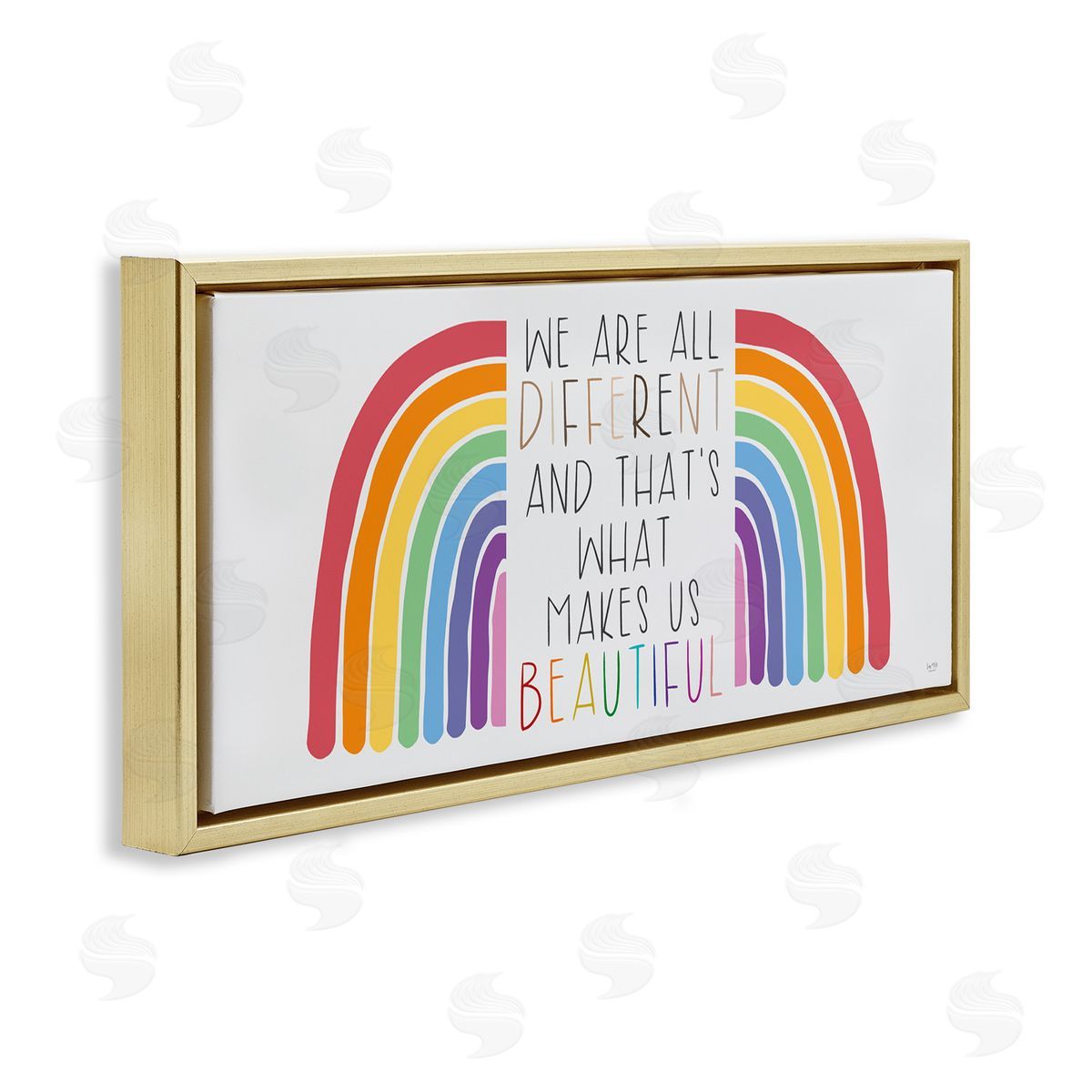 Different Is Beautiful Rainbow Gold Floating Frame Canvas Wall Art, Home Decor by Lux + Me Designs
