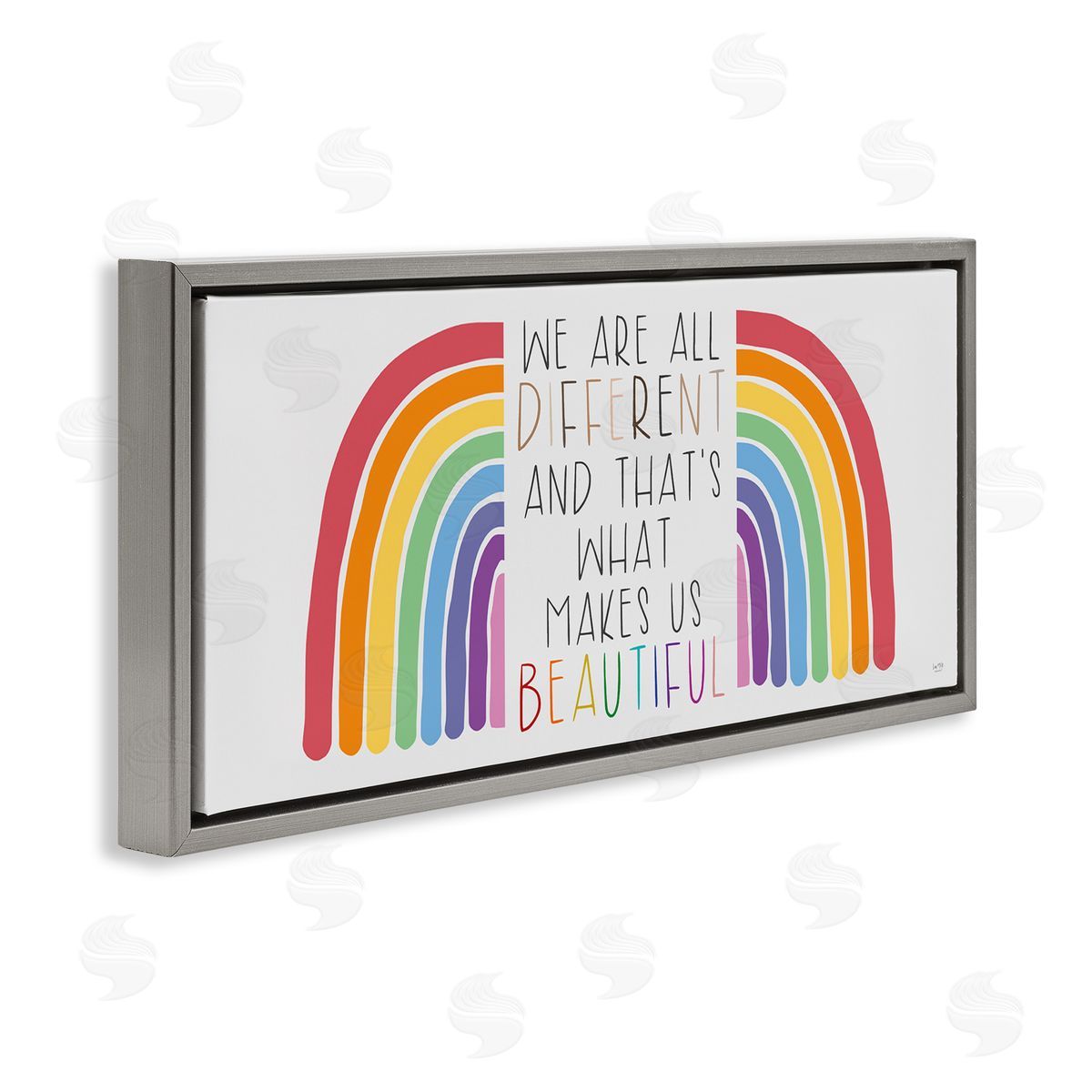 Different Is Beautiful Rainbow Grey Floating Frame Canvas Wall Art, Home Decor by Lux + Me Designs