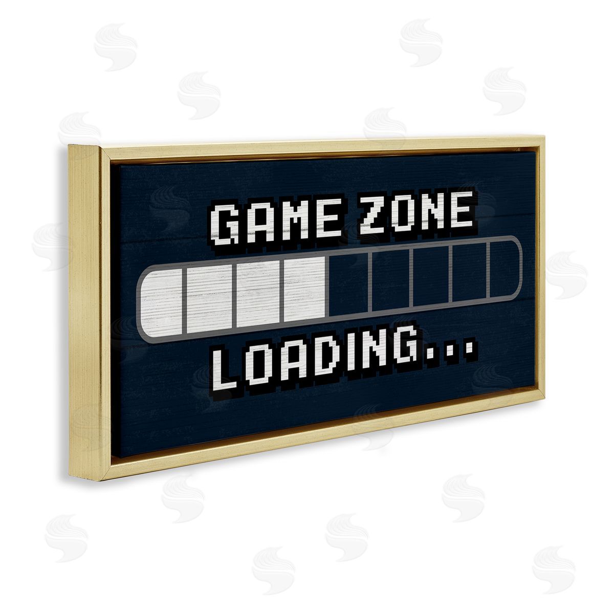 Game Zone Loading Pixels Gold Floating Frame Canvas Wall Art, Home Decor by Stupell Studio