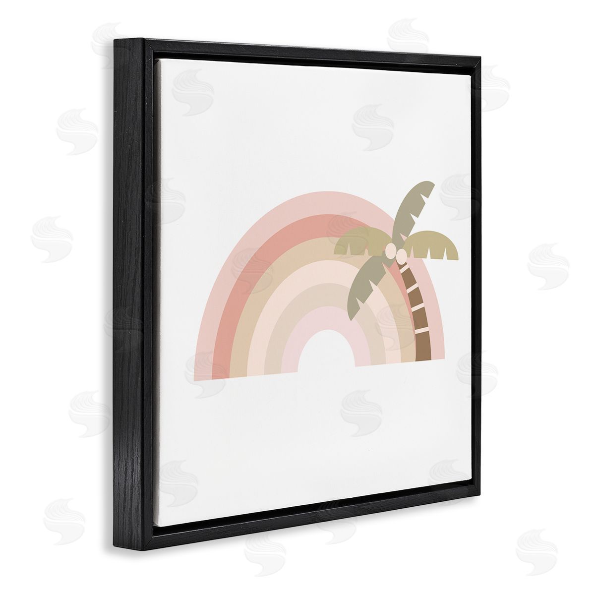 Stupell Studio Simple Tropical Pastel Rainbow Palm Tree Horizon  Black Floating Frame Canvas Wall Art Print