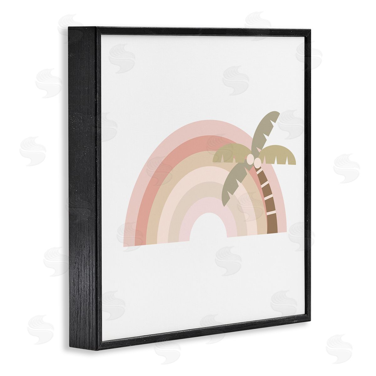 Stupell Studio Simple Tropical Pastel Rainbow Palm Tree Horizon  Black Framed Glicee Wall Art Print