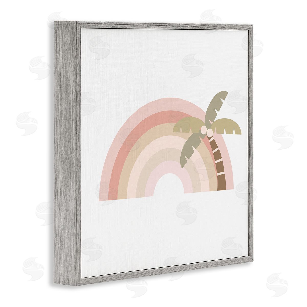 Stupell Studio Simple Tropical Pastel Rainbow Palm Tree Horizon  Gray Framed Glicee Wall Art Print