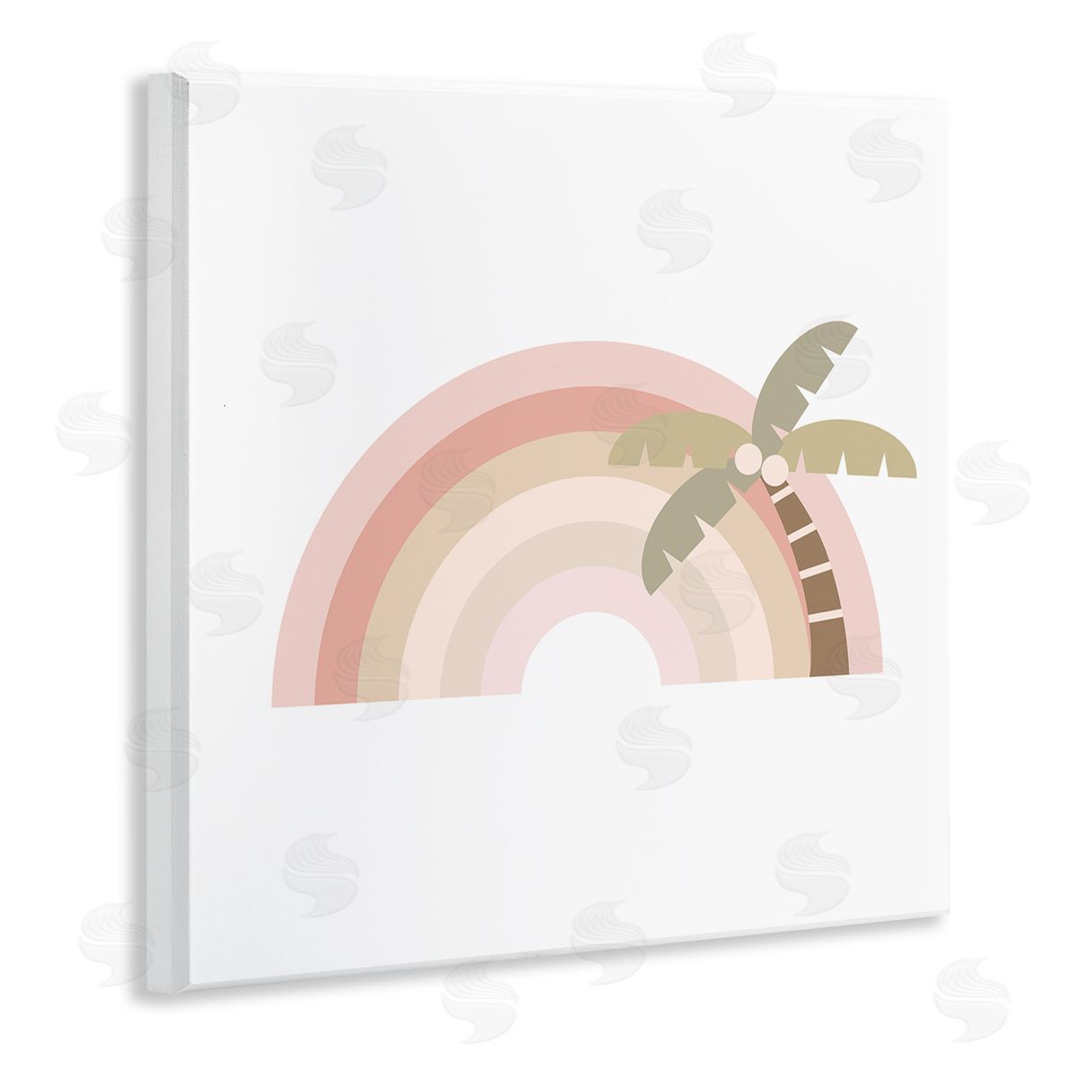 Stupell Studio Simple Tropical Pastel Rainbow Palm Tree Horizon  Wooden Wall Plaque Art Print