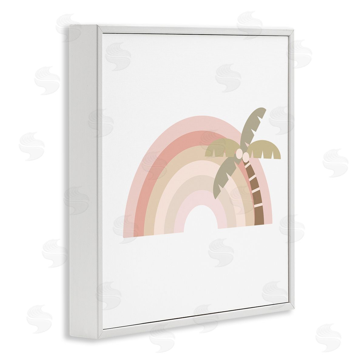 Stupell Studio Simple Tropical Pastel Rainbow Palm Tree Horizon  White Framed Glicee Wall Art Print