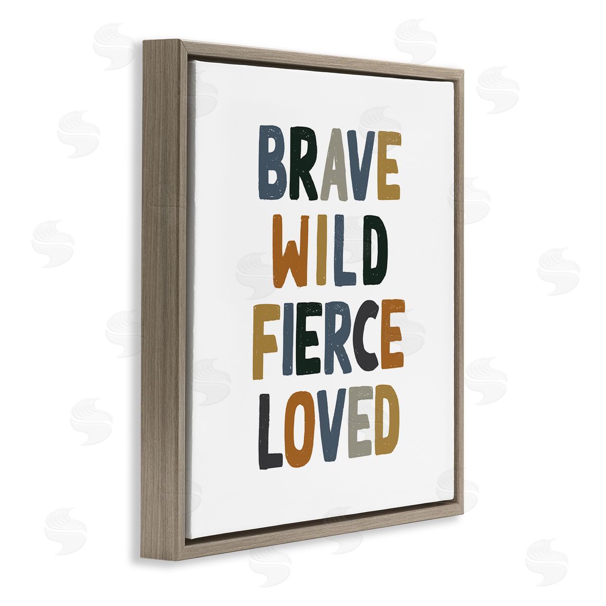 Brave Wild Fierce Inspirational Brown Floating Frame Canvas Wall Art, Home Decor by Valerie Wieners