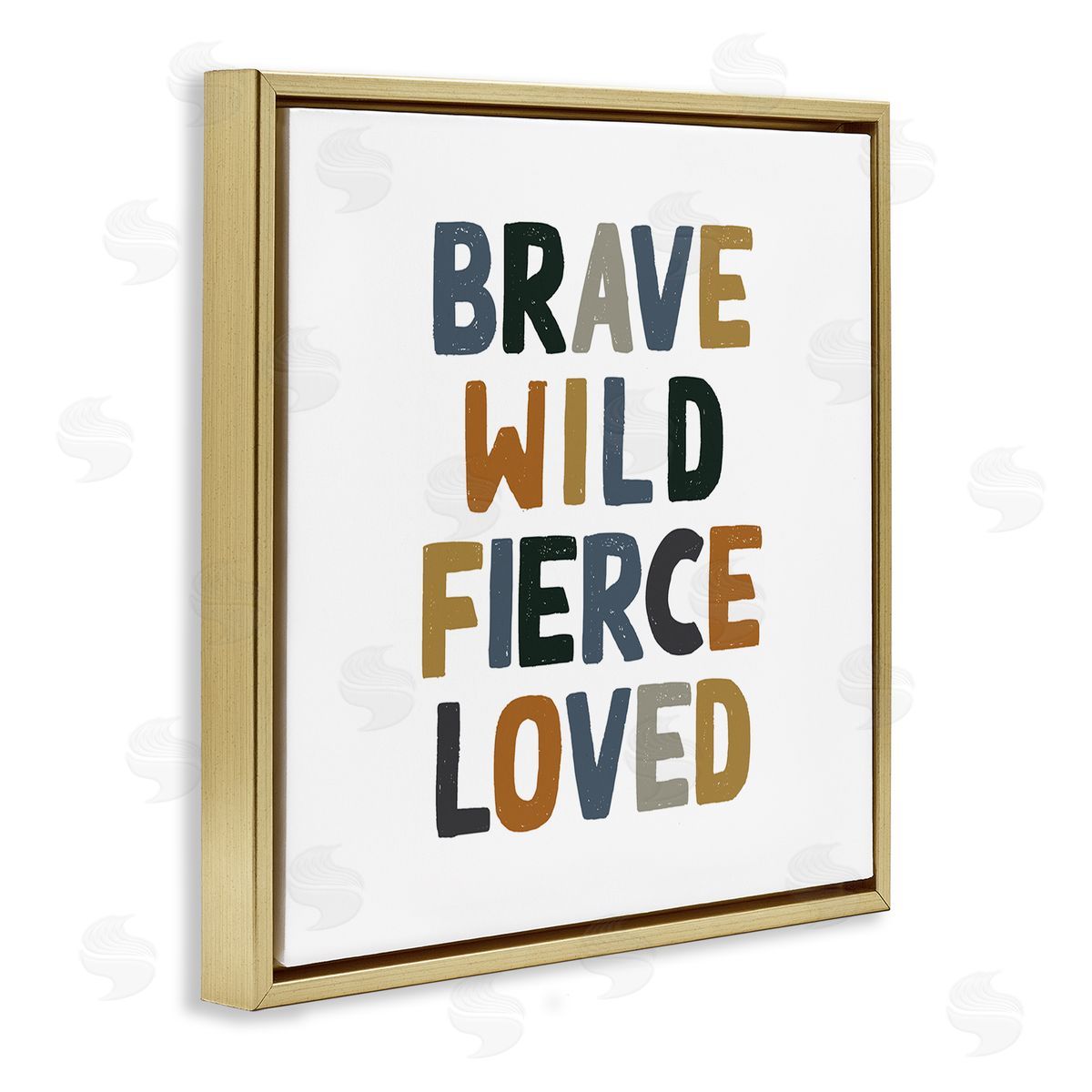 Brave Wild Fierce Inspirational Gold Floating Frame Canvas Wall Art, Home Decor by Valerie Wieners