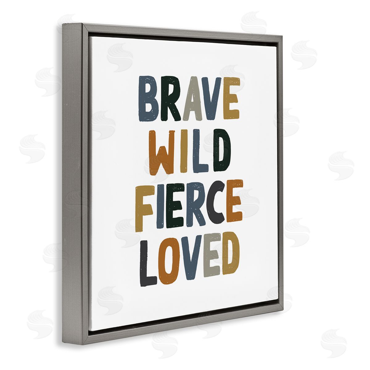 Brave Wild Fierce Inspirational Grey Floating Frame Canvas Wall Art, Home Decor by Valerie Wieners