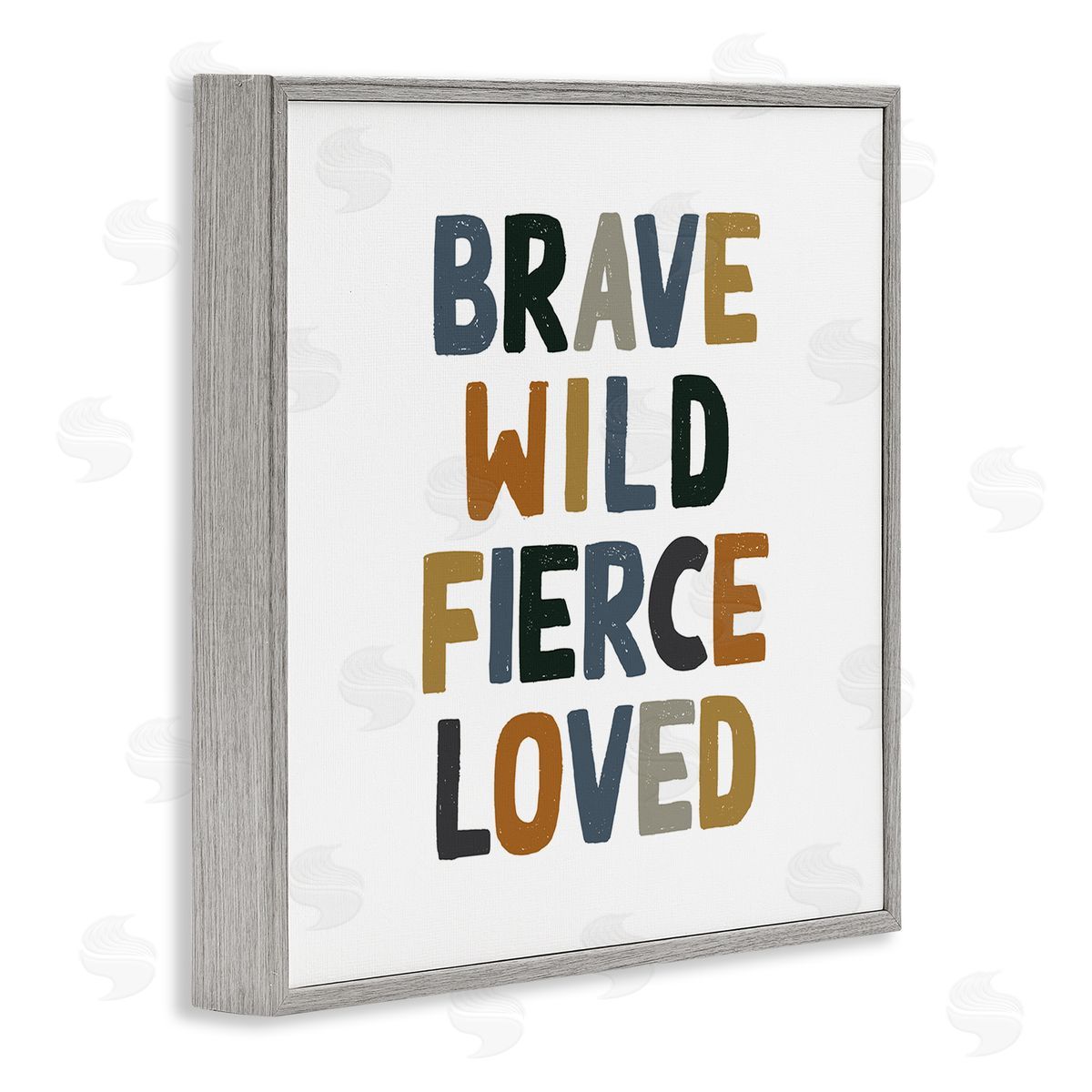 Brave Wild Fierce Inspirational Grey Frame Print Wall Art, Home Decor by Valerie Wieners