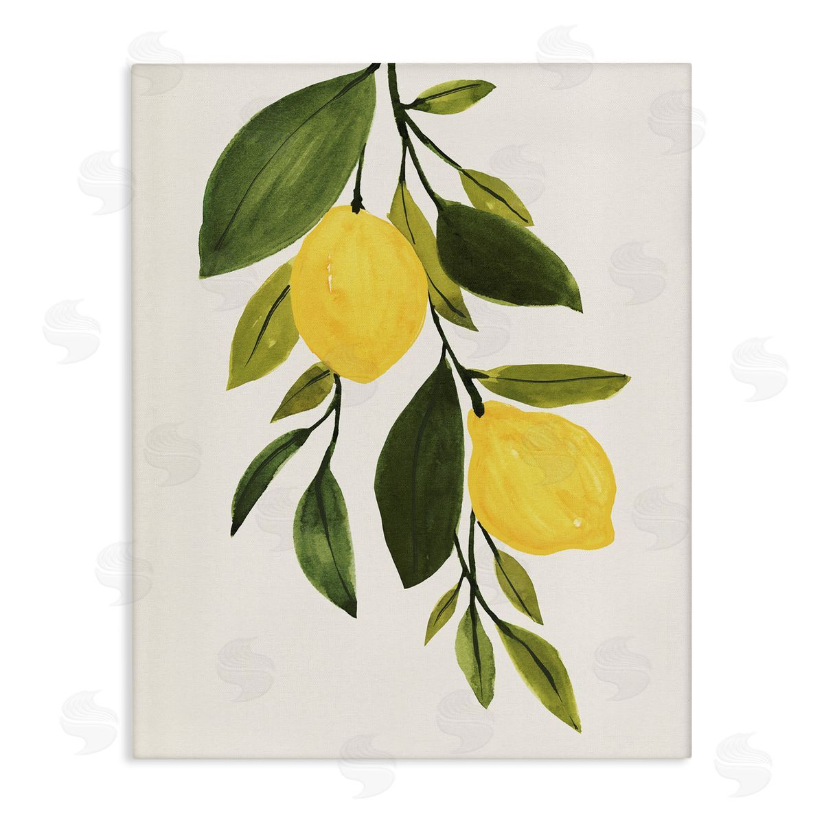 Simple Yellow Country Lemon Leaf Canvas Wall Art, Home Decor by Annie Warren