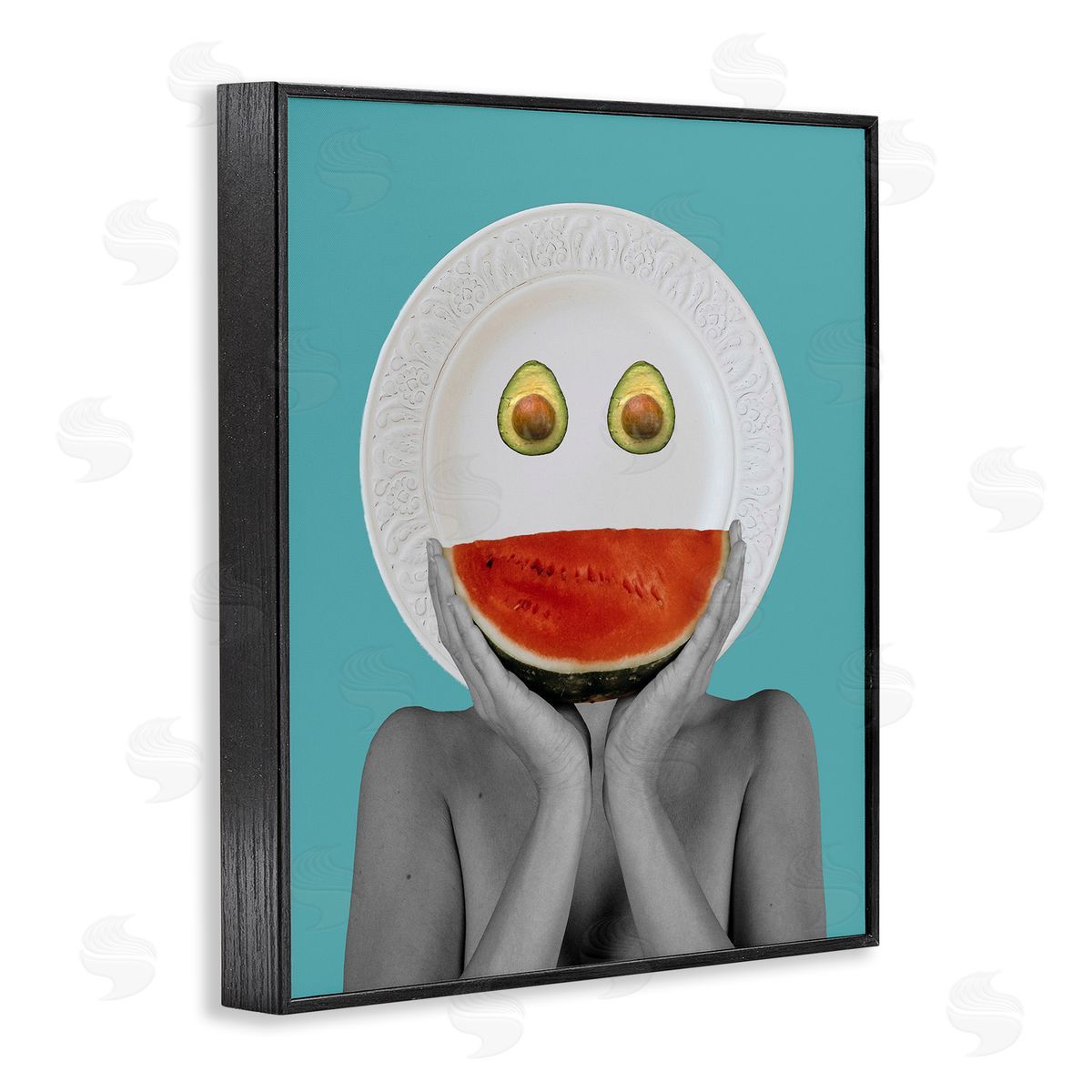 Bellassai Art Abstract Fruit Face Black Frame Giclee Wall Art Print