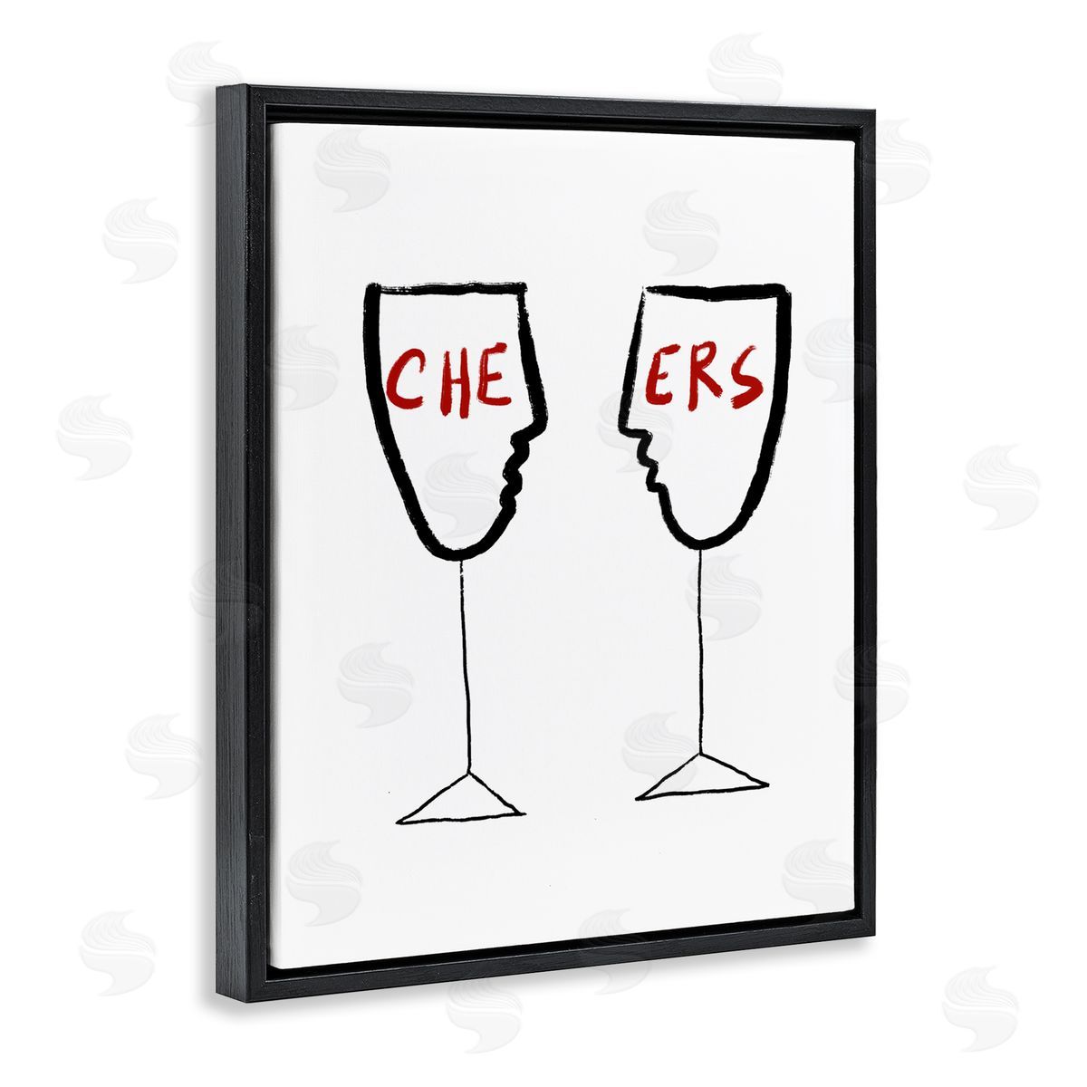 Bellassai Art Cheers with Wine Glasses Black Floating Frame Canvas Wall Art Print