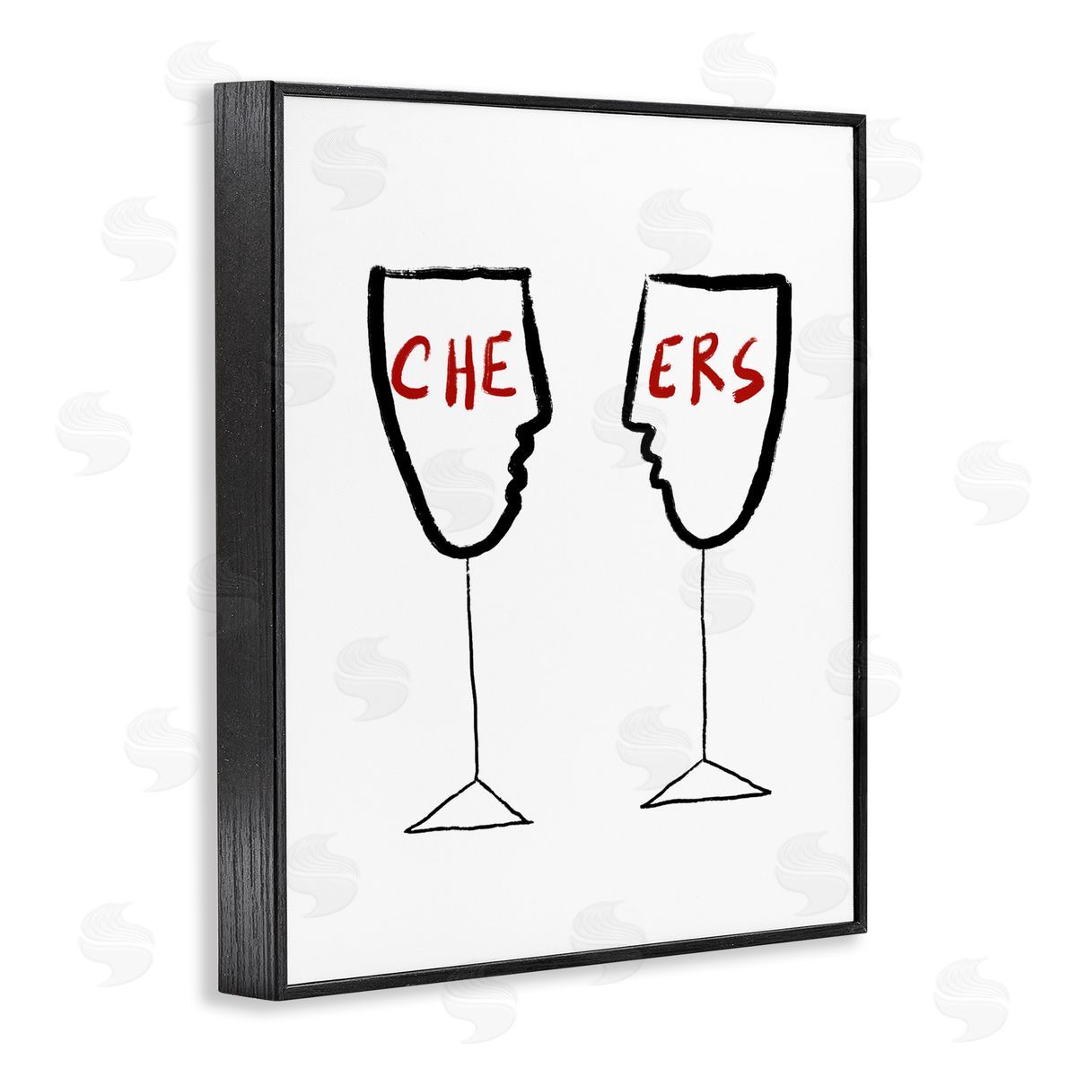 Bellassai Art Cheers with Wine Glasses Black Frame Giclee Wall Art Print