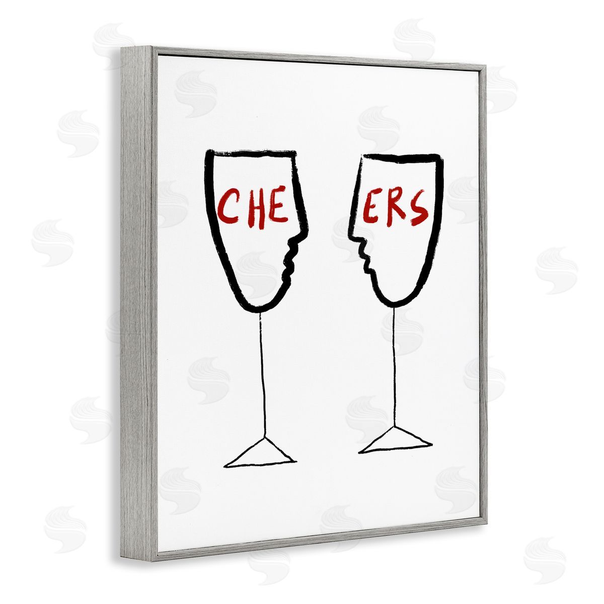 Bellassai Art Cheers with Wine Glasses Gray Frame Giclee Wall Art Print