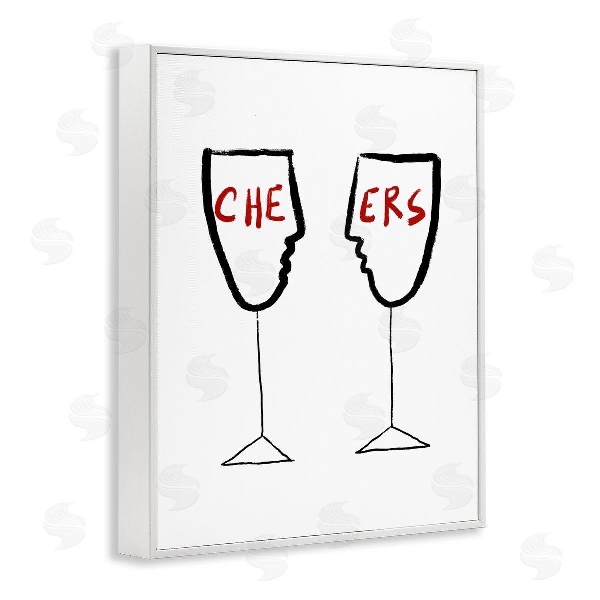 Bellassai Art Cheers with Wine Glasses White Frame Giclee Wall Art Print