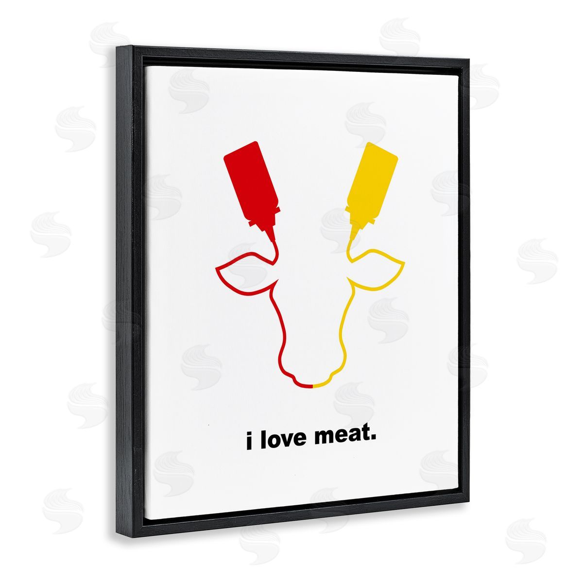 Bellassai Art Ketchup & Mustard I Love Meat Black Floating Frame Canvas Wall Art Print