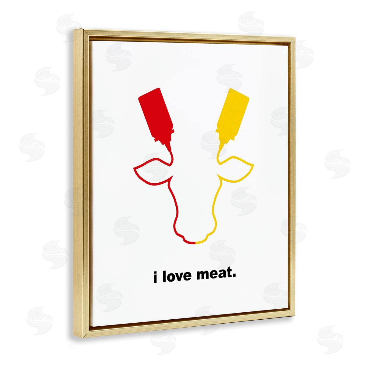 Bellassai Art Ketchup & Mustard I Love Meat Gold Floating Frame Canvas Wall Art Print